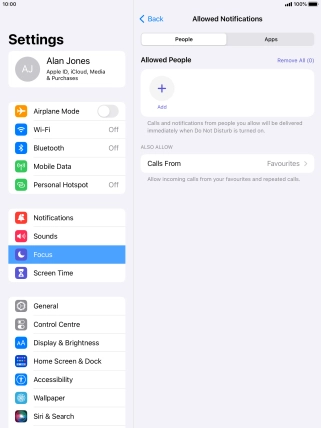 Press People and follow the instructions on the screen to select which contacts you would like to receive calls and notifications from when Do Not Disturb is turned on.