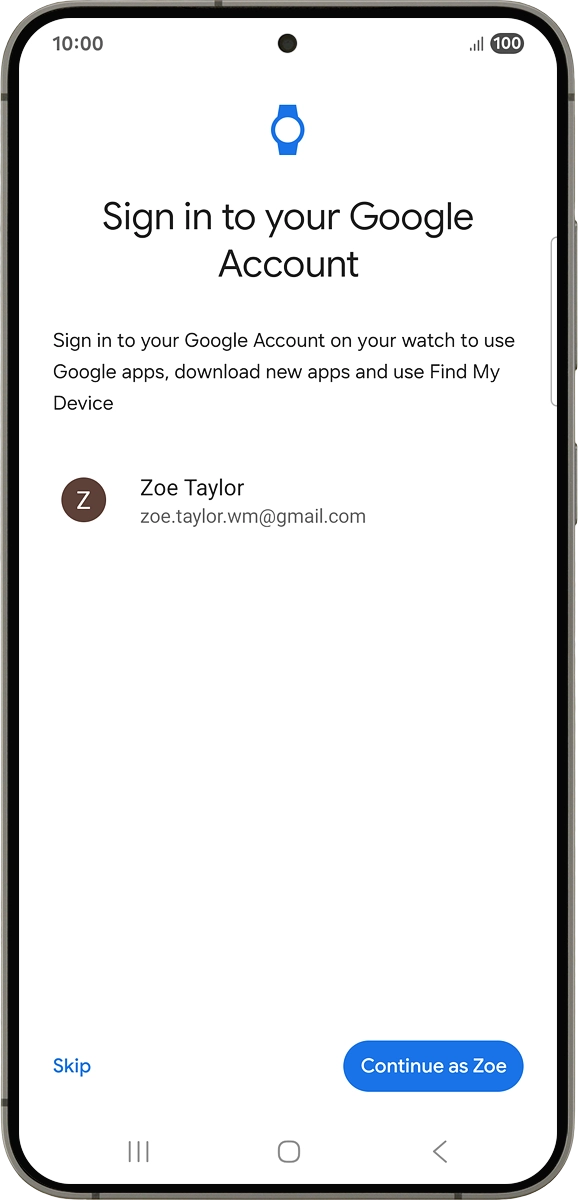 On your phone: Press Continue as ‹›.