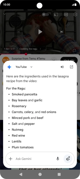 The answer from Gemini to your question is displayed.