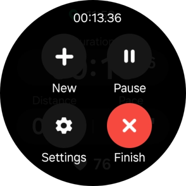 Press Finish to end an activity.