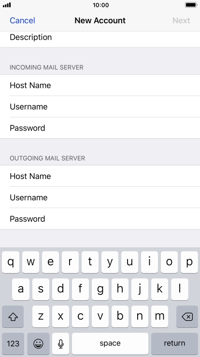 Press Host Name and key in the name or IP address of your email provider's outgoing server. Please note that if you can't send email messages when using your email provider's outgoing server, key in smtp.vodafone.net.au (Vodafone's outgoing server).