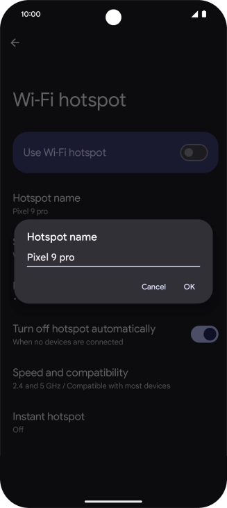 Key in the required Wi-Fi hotspot name and press OK.