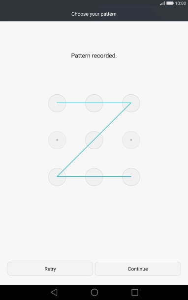 Slide your finger across the screen to connect at least four points and press Continue.