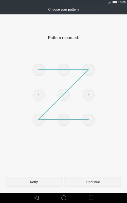 Slide your finger across the screen to connect at least four points and press Continue.