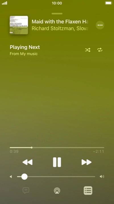Press the shuffle icon to turn the function on or off.