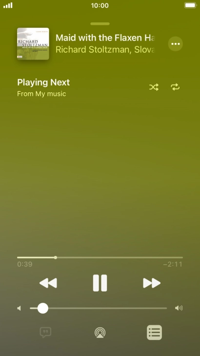 Press the shuffle icon to turn the function on or off.