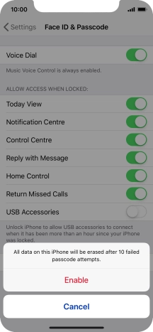 If you turn on the function, press Enable.