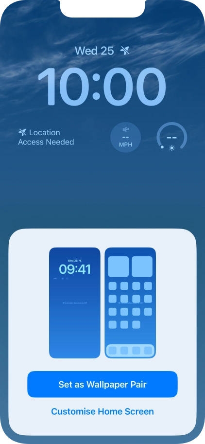 To use the same colour theme on the home screen, press Set as Wallpaper Pair.