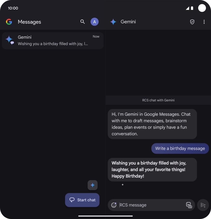 The text suggestion from Gemini is displayed.
