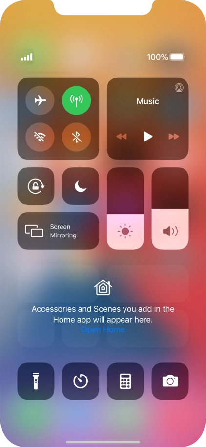 Press the flight mode icon to turn the function on or off.