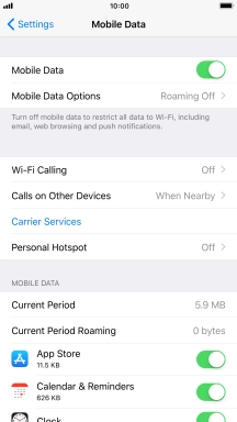 Press Mobile Data Options.