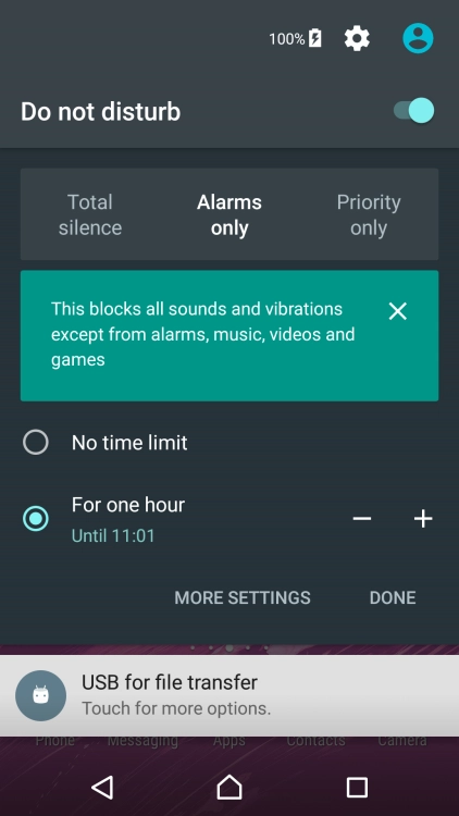 Press DONE to turn on silent mode.