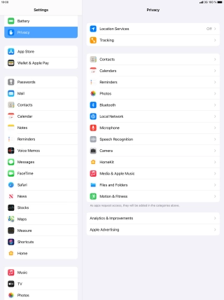 Press Location Services.