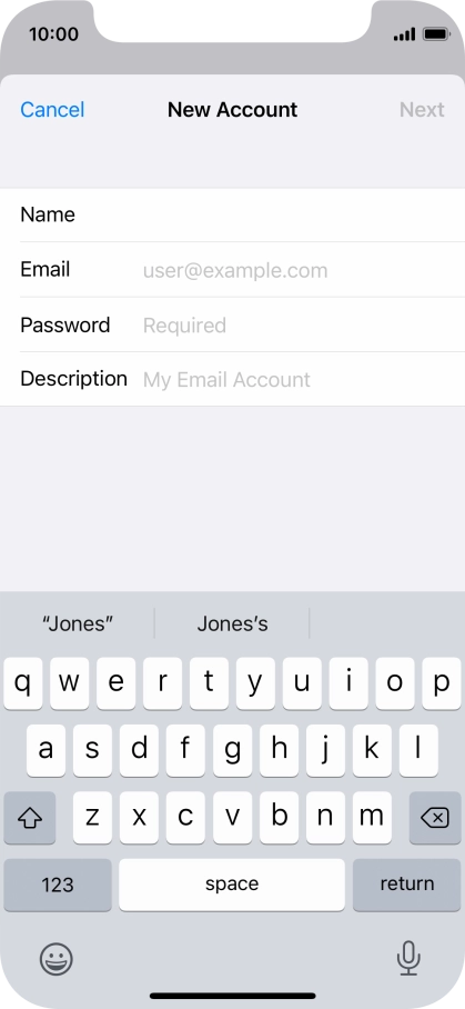 Press Email and key in your email address.
