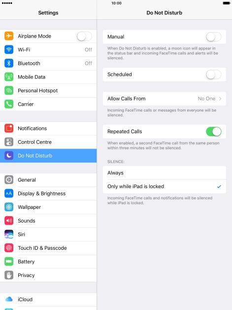 Press the indicator next to 