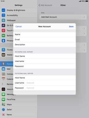 Press Username and key in the username for your email account. Please note that if you're using Vodafone's outgoing server, leave the username field empty.