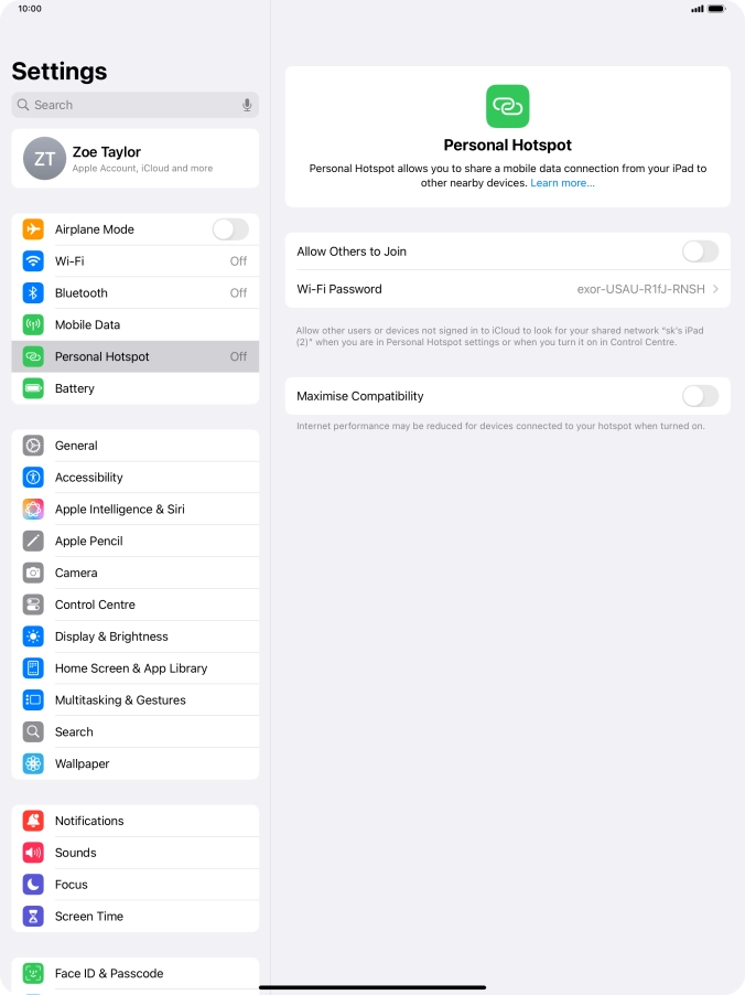 Press Wi-Fi Password and key in the required password.