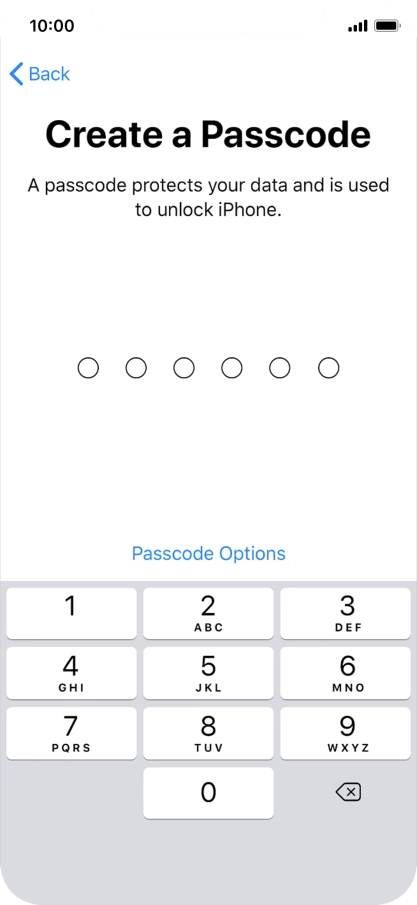 Press Passcode Options.