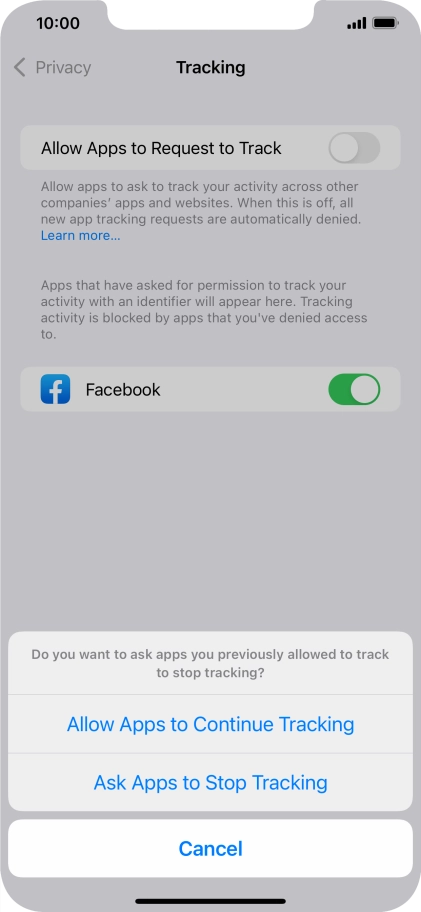 If you turn off the function, press the required setting.