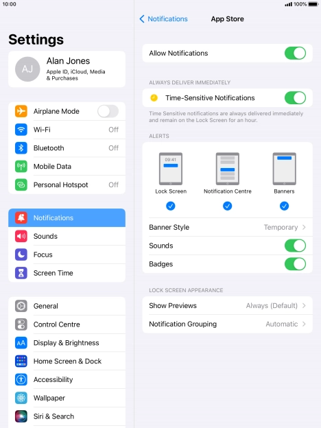 Press the indicator next to 