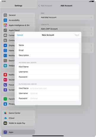 Press Host Name and key in the name of your email provider's outgoing server. Please note that if you can't send email messages when using your email provider's outgoing server, key in smtp.vodafone.net.au (Vodafone's outgoing server).