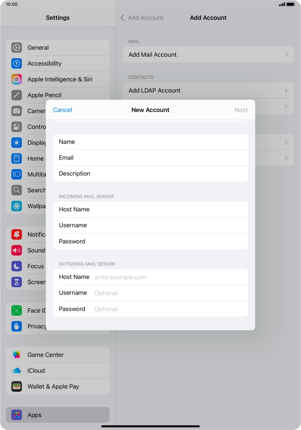 Press Host Name and key in the name of your email provider's outgoing server. Please note that if you can't send email messages when using your email provider's outgoing server, key in smtp.vodafone.net.au (Vodafone's outgoing server).