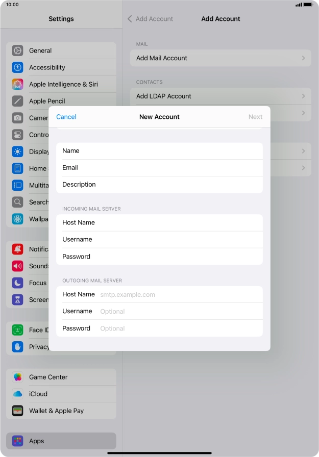 Press Host Name and key in the name of your email provider's outgoing server. Please note that if you can't send email messages when using your email provider's outgoing server, key in smtp.vodafone.net.au (Vodafone's outgoing server).
