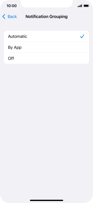 Press the required setting.