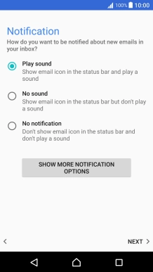 Press the required setting.