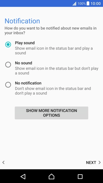 Press the required setting.