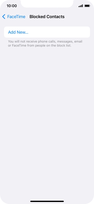 Press Add New... and follow the instructions on the screen to block a contact.