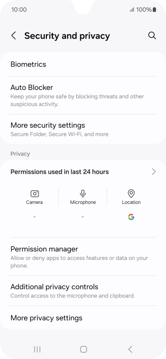 Press More security settings.