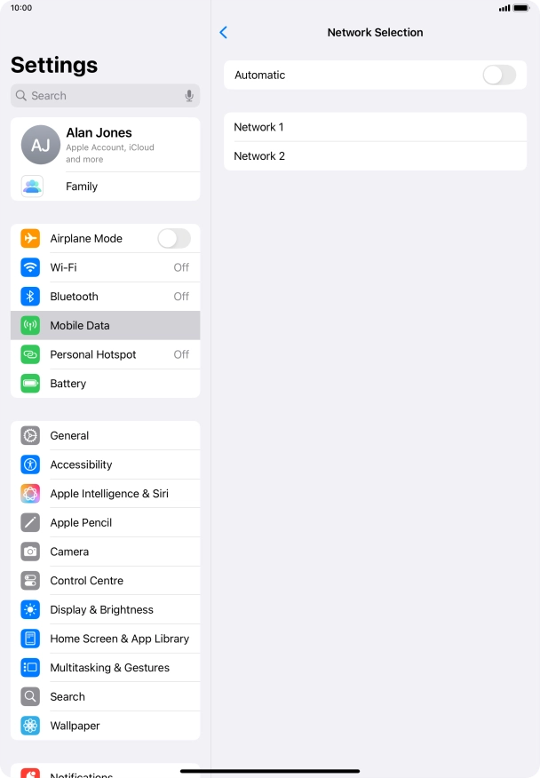 If you turn off the function, press the required network.