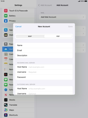Press Host Name and key in the name of your email provider's incoming server.