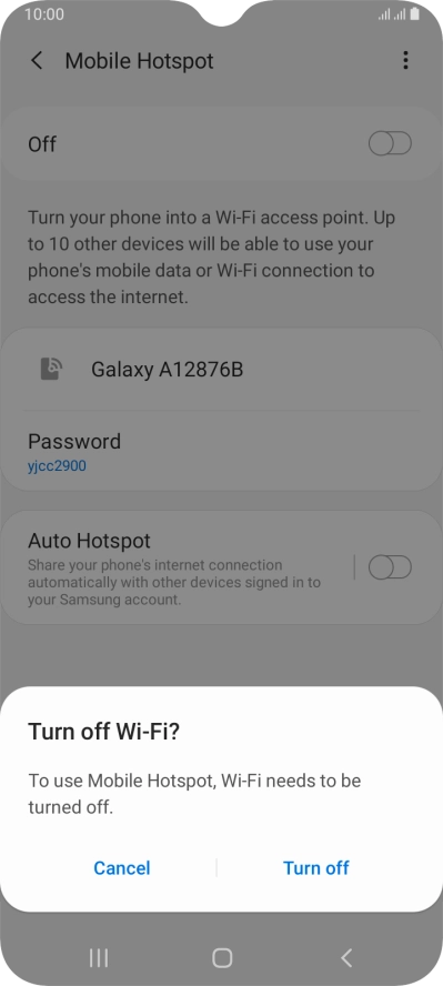 If Wi-Fi is turned on, press Turn off.