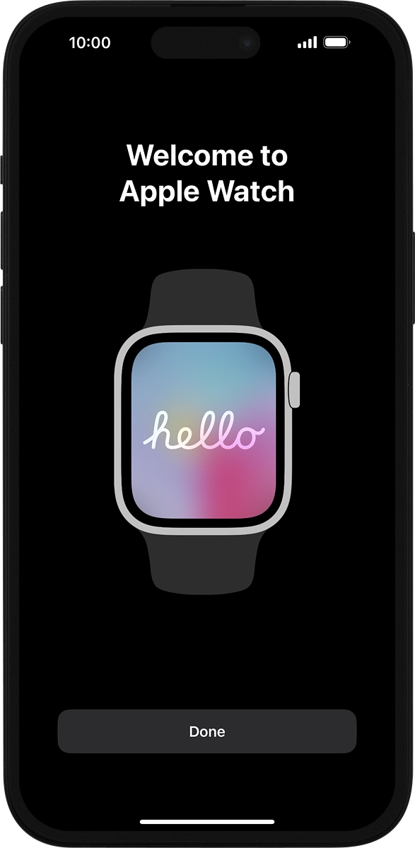 On your phone: Wait a moment while the activation of your Apple Watch is completed and press Done.