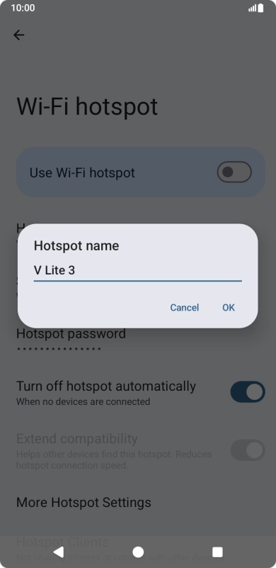 Key in the required Wi-Fi hotspot name and press OK.