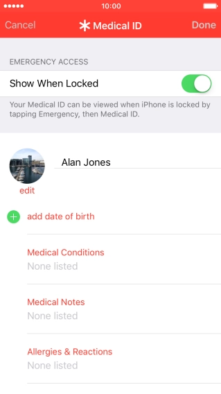 Press Show When Locked and follow the instructions on the screen to add the information.