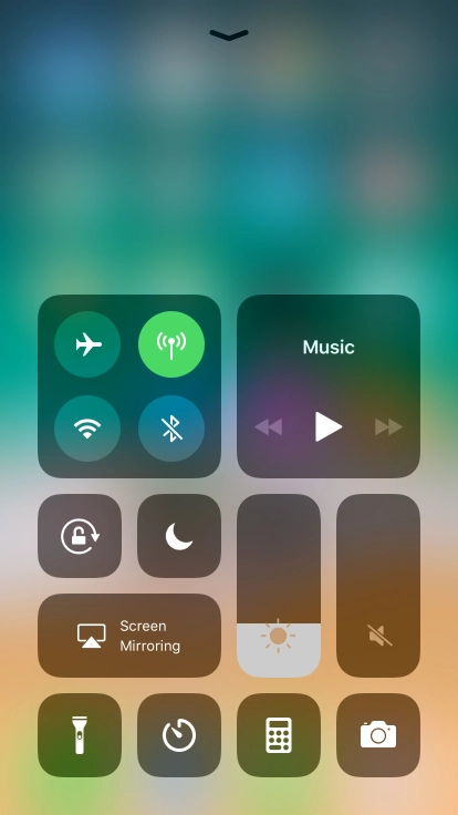 Press the flight mode icon to turn the function on or off.