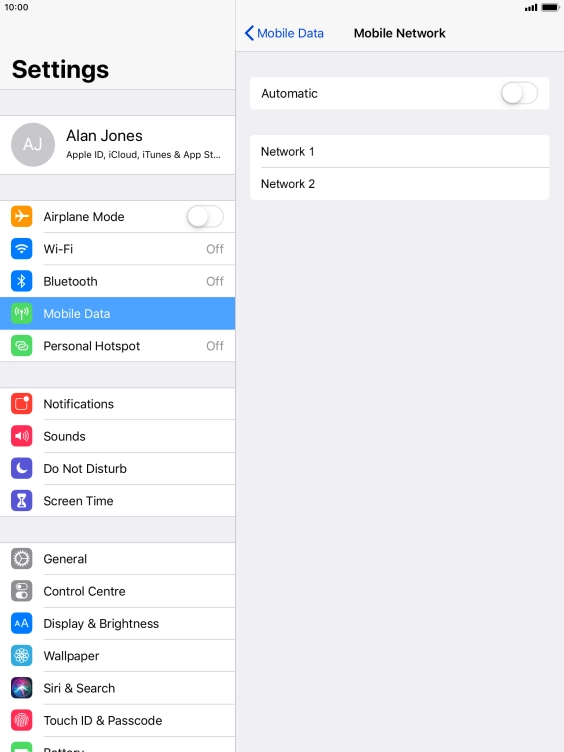 If you turn off the function, press the required network.