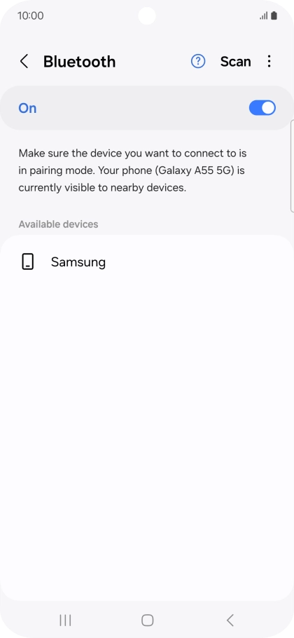 Press the required Bluetooth device and follow the instructions on the screen to pair the device with your phone.