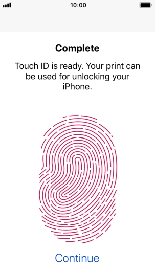 Press Continue. If you haven't previously selected a phone lock code, key in a code of your own choice twice.
