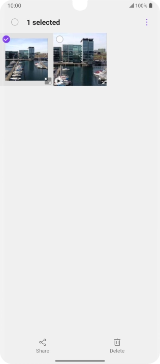 Press the required pictures or video clips to add them.