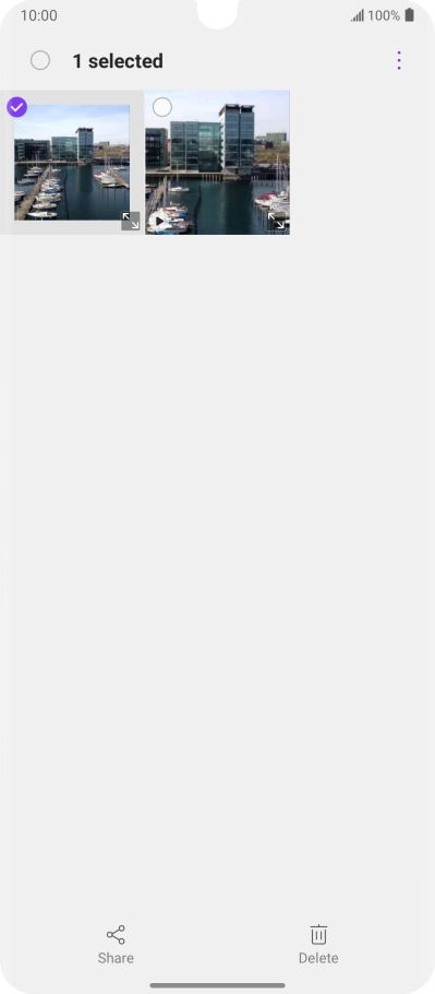 Press the required pictures or video clips to add them.