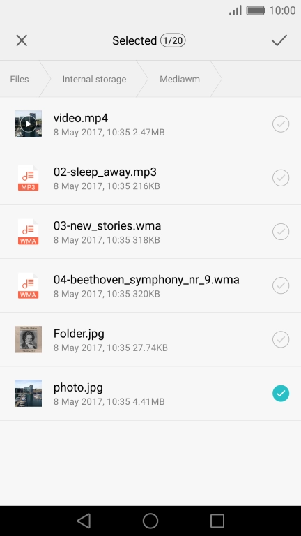 Press the confirm icon.