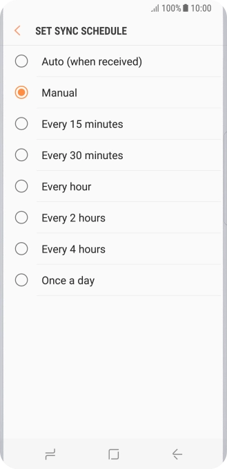 Press the required setting.
