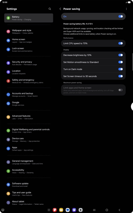 Press the required settings to the functions on or off.