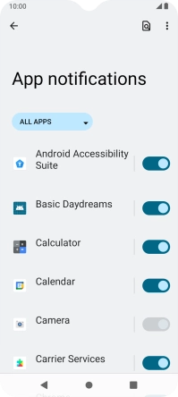 Press the indicators next to the required apps to turn the function on or off.