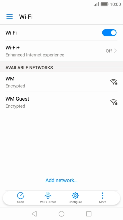 Press the required Wi-Fi network.
