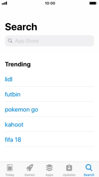 Press the search field and key in the name or subject of the required app.